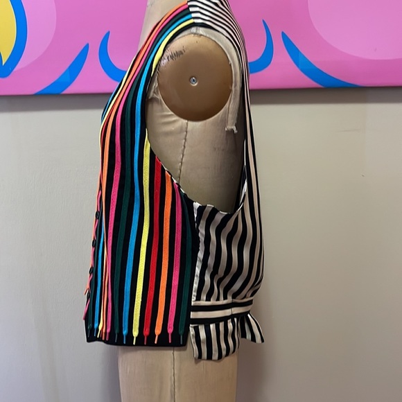 Moschino Cheap Chic Men's Rainbow Striped Shoe String Vest - Picture 8 of 14